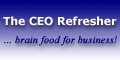 The ceo refresher logo with the words brain food for business.