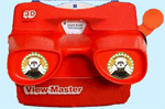 A red binocular with the words view master on it.